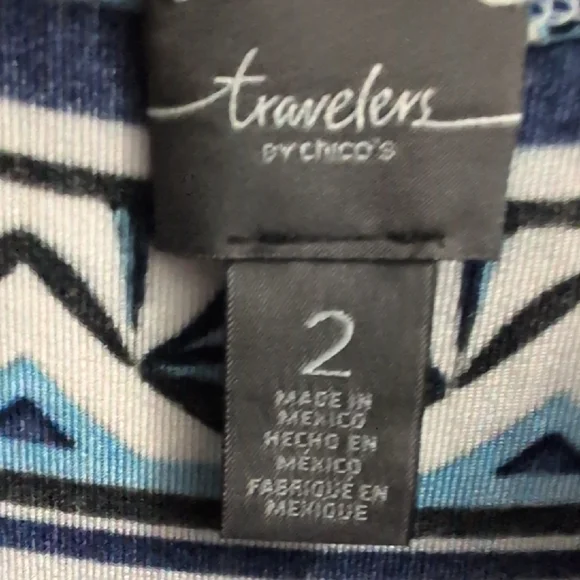 Geometric Blue and Black Women's Top - Picture 2 of 3